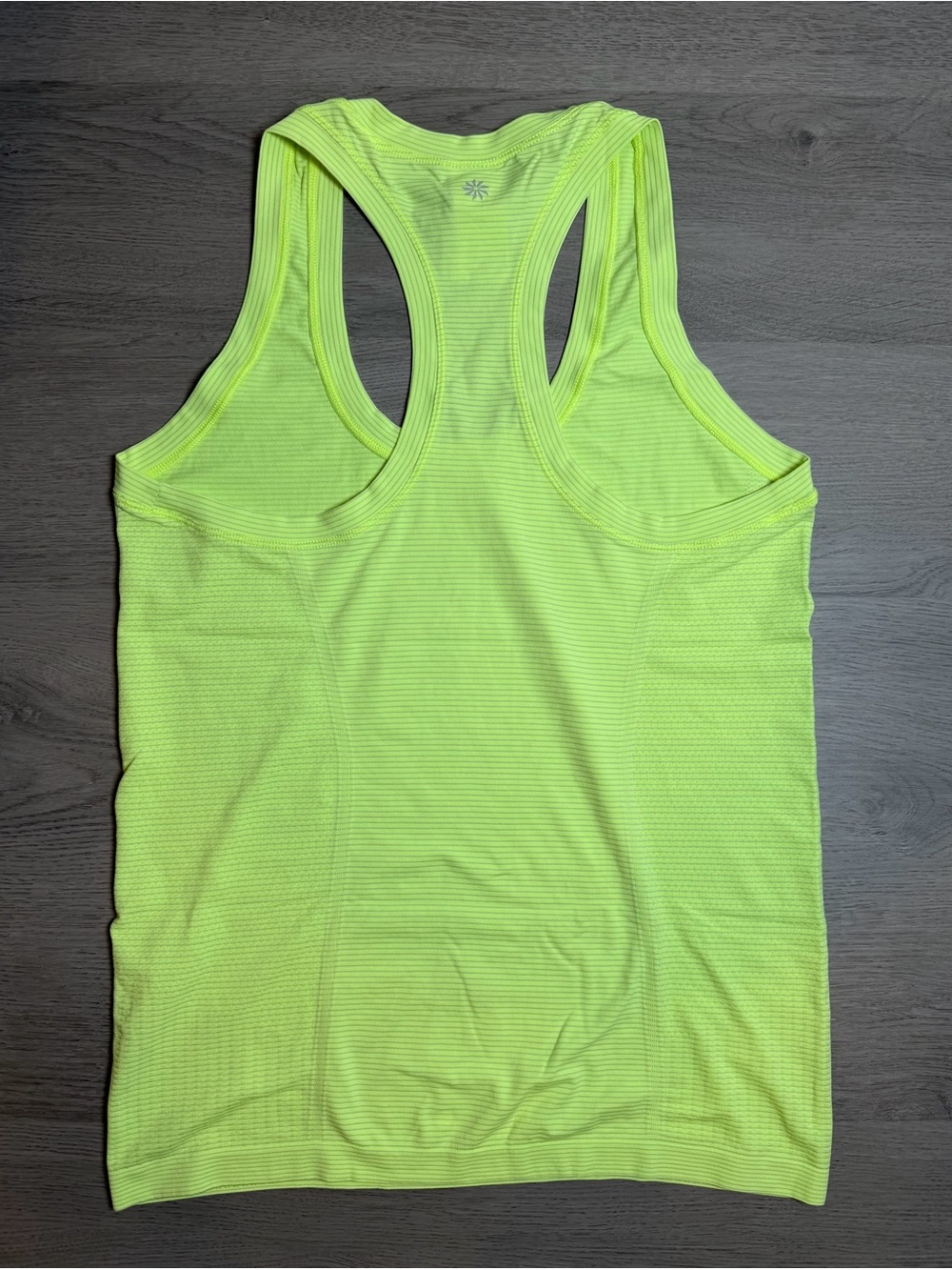 Athleta Neon Lime Momentum Seamless Tank Top Striped Size Medium - Picture 2 of 5